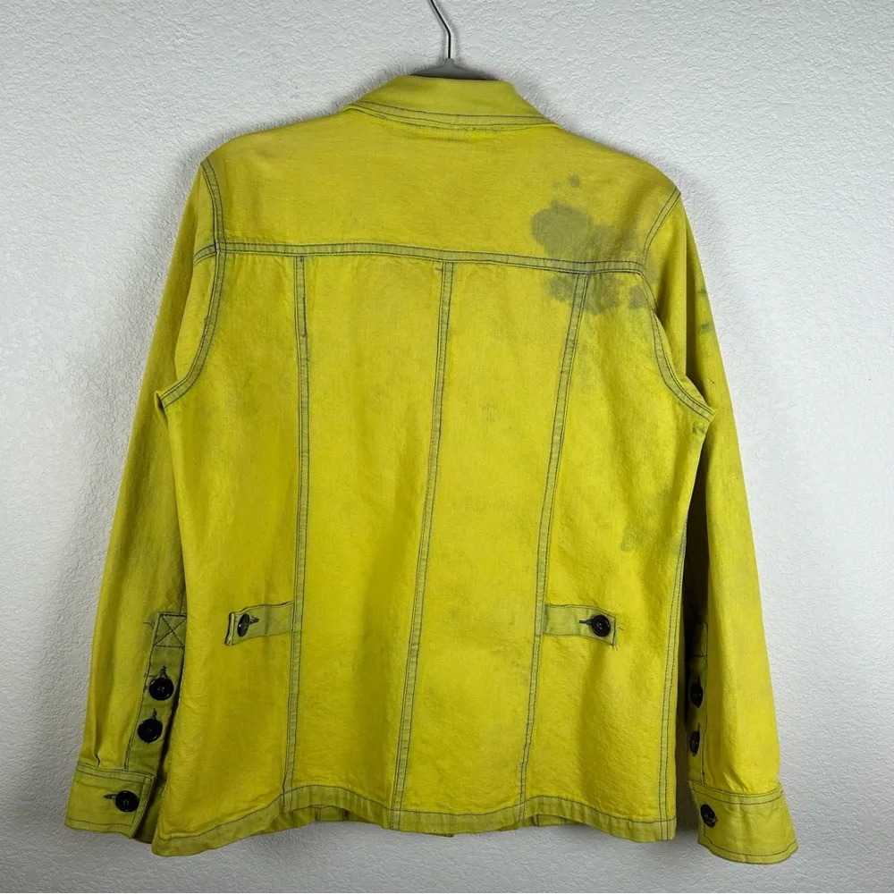 North Crest Women’s Sz Medium farm 90’s Y2K neon denim chore jacket barn jacket - Picture 6 of 7
